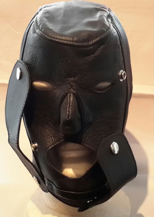 Leather Slave Hood Eye & Mouth Covers